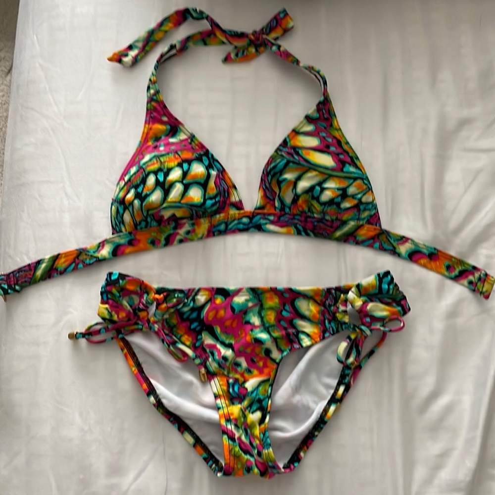 Multi-Color Printed Bikini Set Sz S
